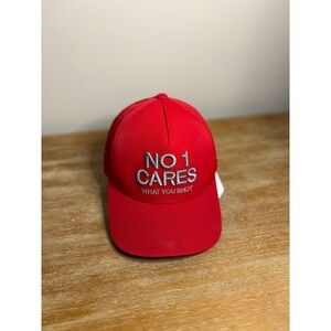 G/FORE Mens Red No 1 Cares What You Shot‎ Golf Snapback Hat Cap Circle Gs Logo